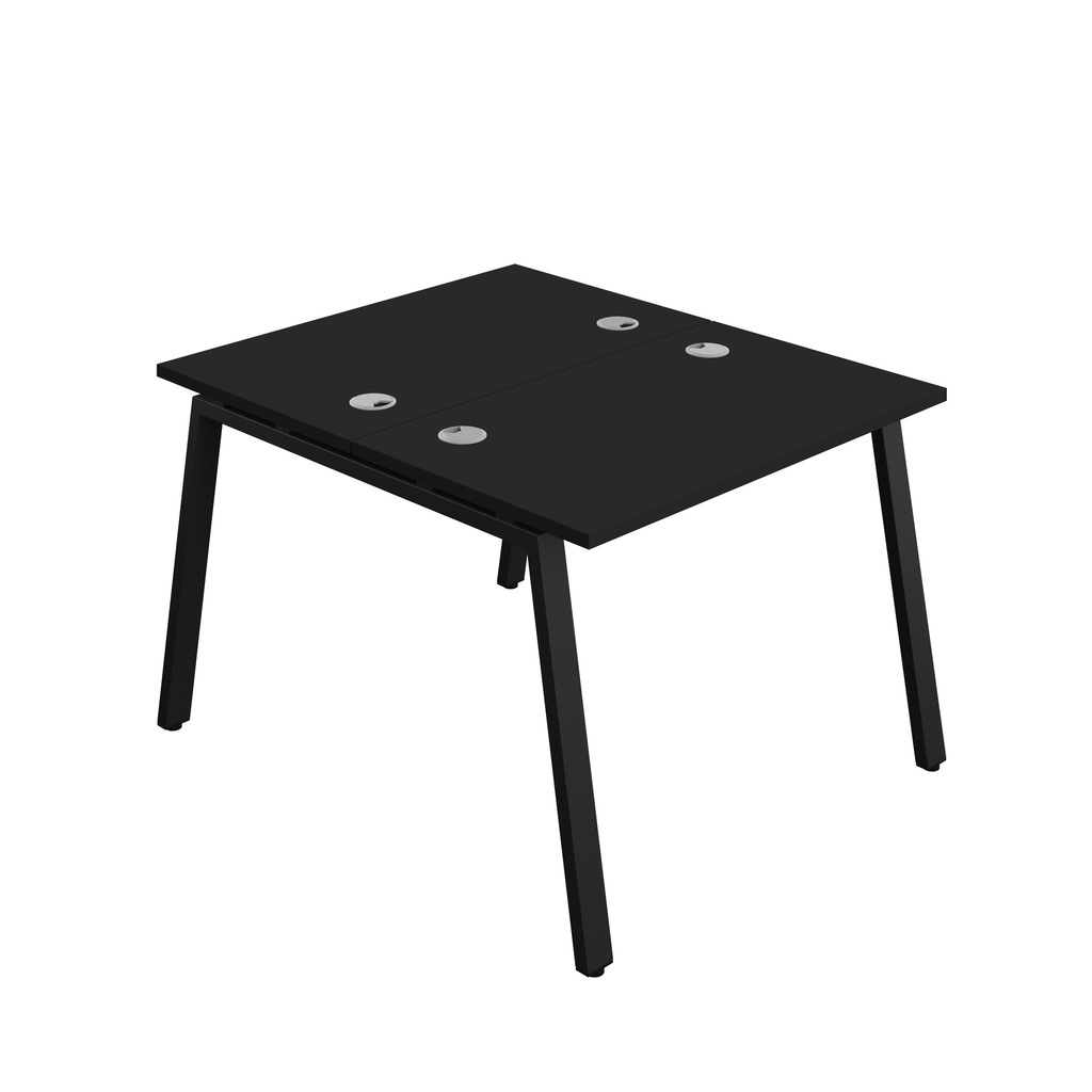 Synergy|2P Bench Desk|Cable Ports|A-Frame|1000X600|Black-Black