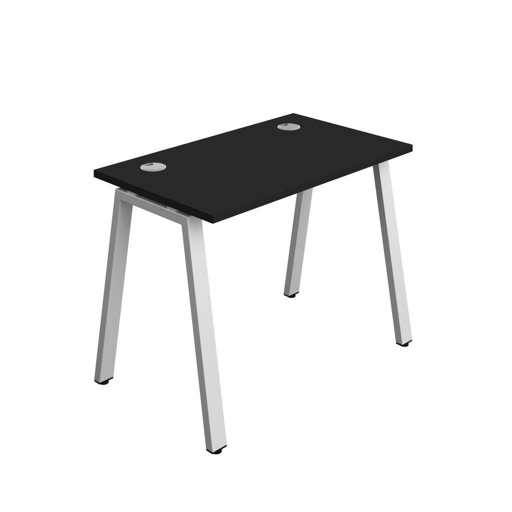 Synergy|1P Bench Desk|Cable Ports|A-Frame|1000X600|Black-Silver