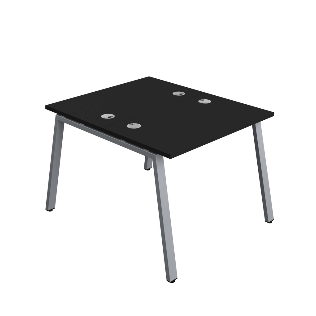 Synergy Bench With Cable Ports: 2 Person (Fsc) | A-Frame Leg | 1000 X 600 | Black/Silver