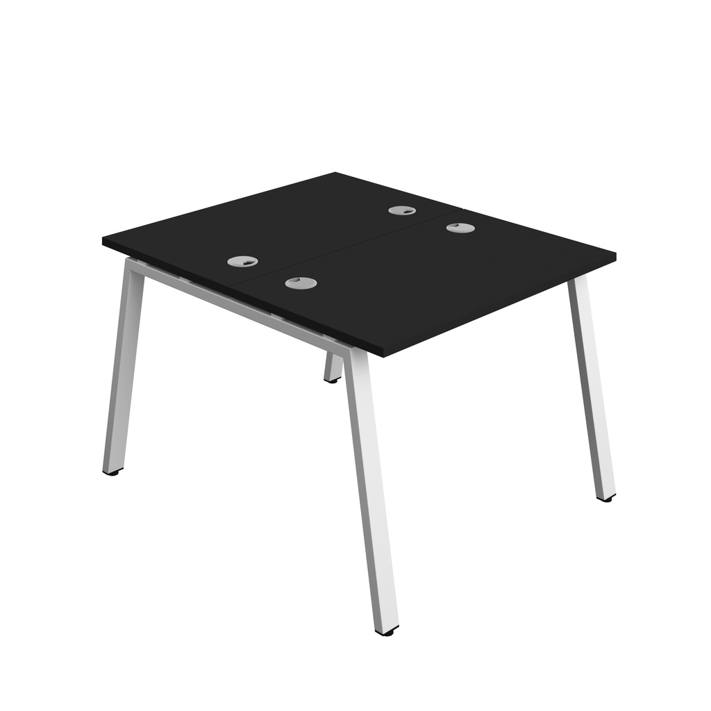 Synergy|2P Bench Desk|Cable Ports|A-Frame|1000X600|Black-White