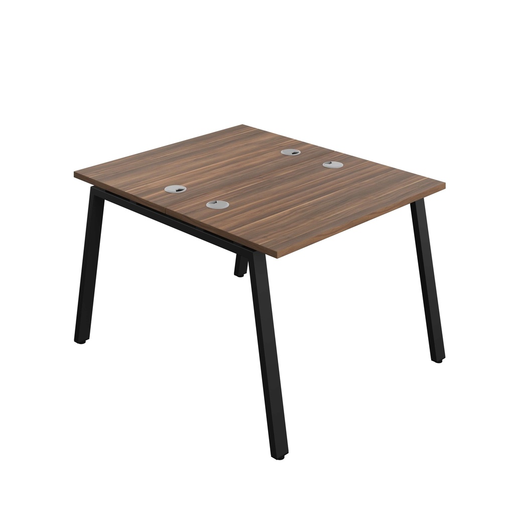 Synergy Bench With Cable Ports: 2 Person (Fsc) | A-Frame Leg | 1000 X 600 | Dark Walnut/Black