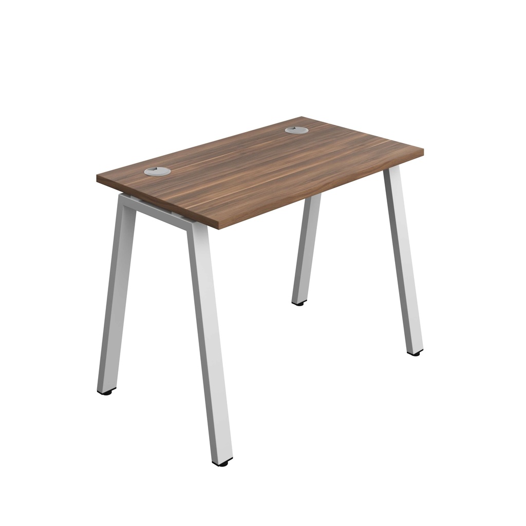 Synergy Bench With Cable Ports: 1 Person (Fsc) | A-Frame Leg | 1000 X 600 | Dark Walnut/Silver
