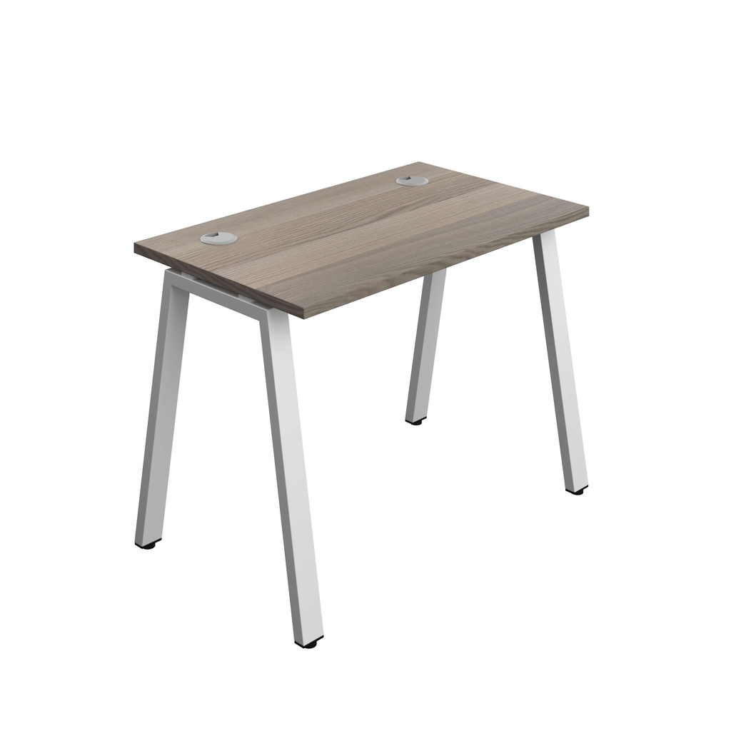 Synergy Bench With Cable Ports: 1 Person (Fsc) | A-Frame Leg | 1000 X 600 | Grey Oak/Silver