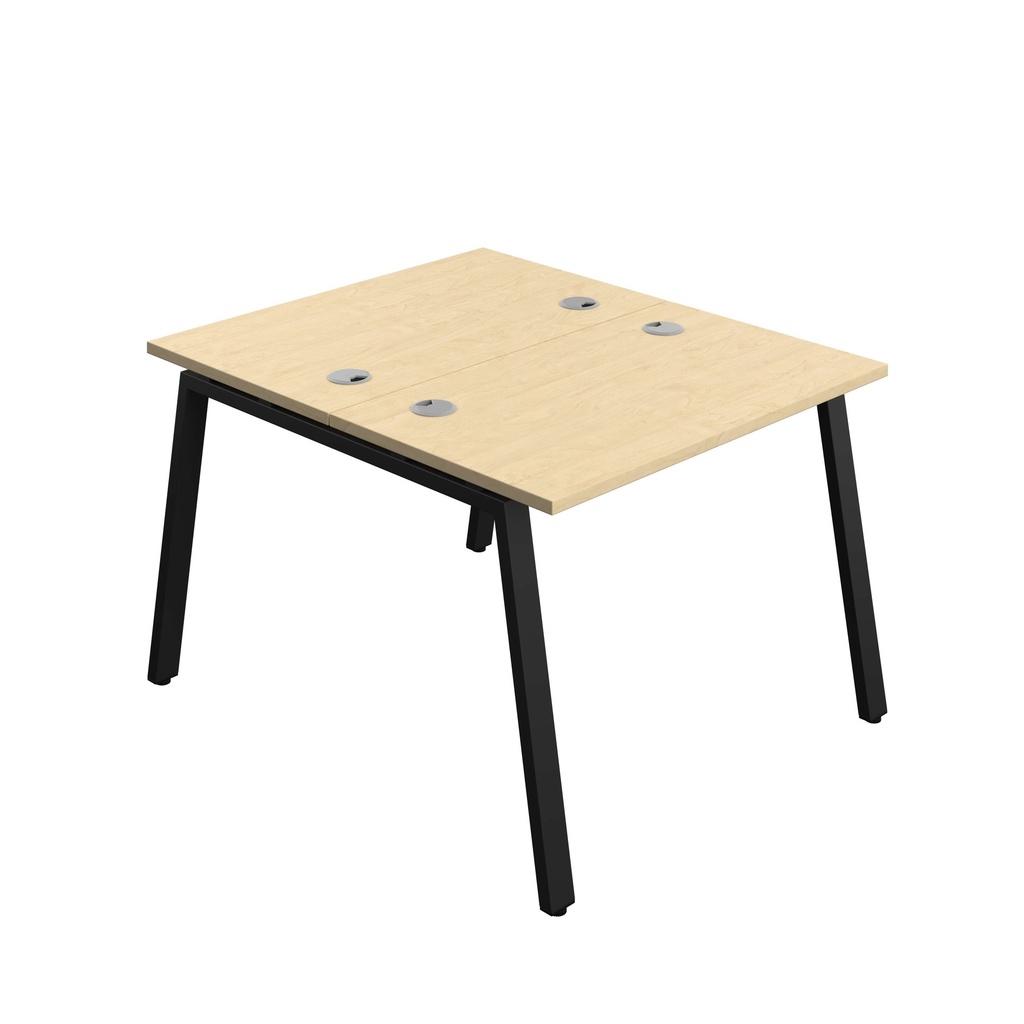 Synergy Bench With Cable Ports: 2 Person (Fsc) | A-Frame Leg | 1000 X 600 | Maple/Black