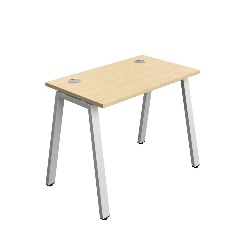 Synergy Bench With Cable Ports: 1 Person (Fsc) | A-Frame Leg | 1000 X 600 | Maple/Silver