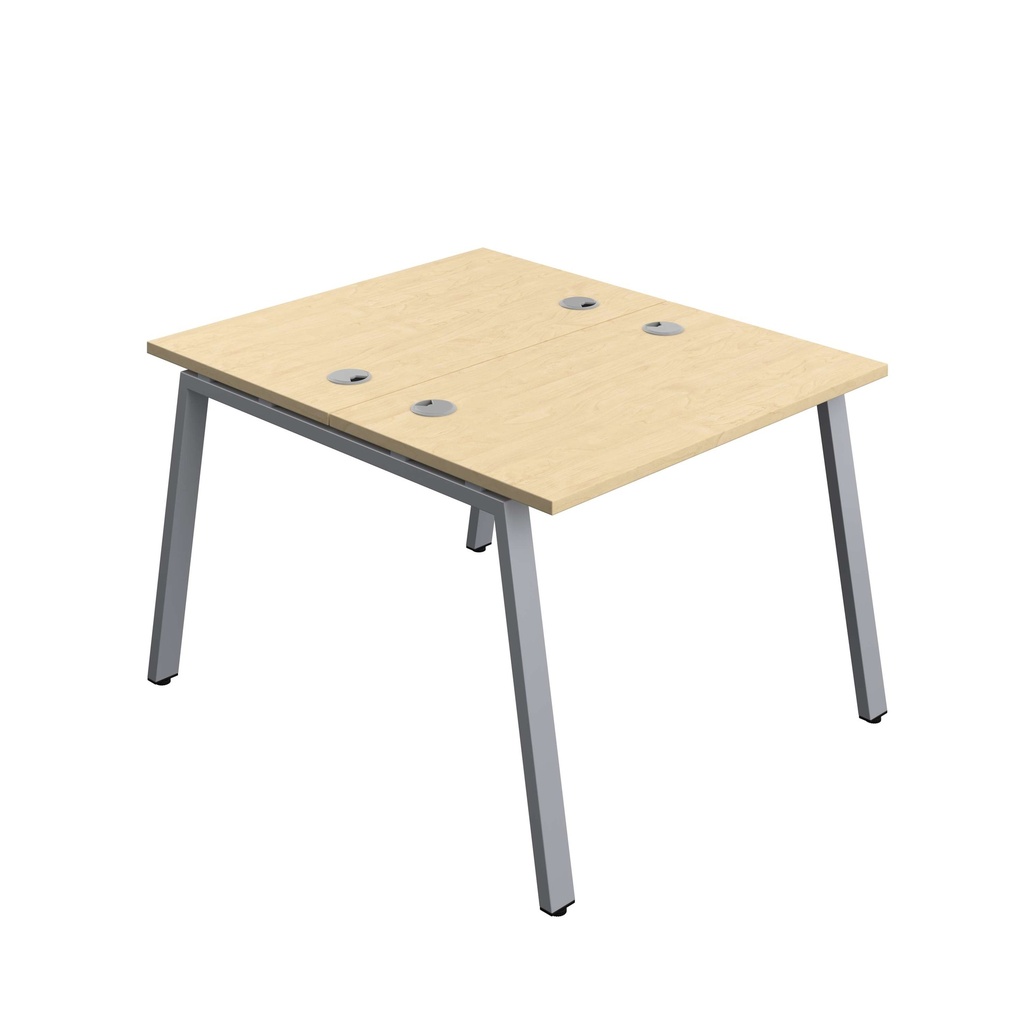 Synergy Bench With Cable Ports: 2 Person (Fsc) | A-Frame Leg | 1000 X 600 | Maple/Silver