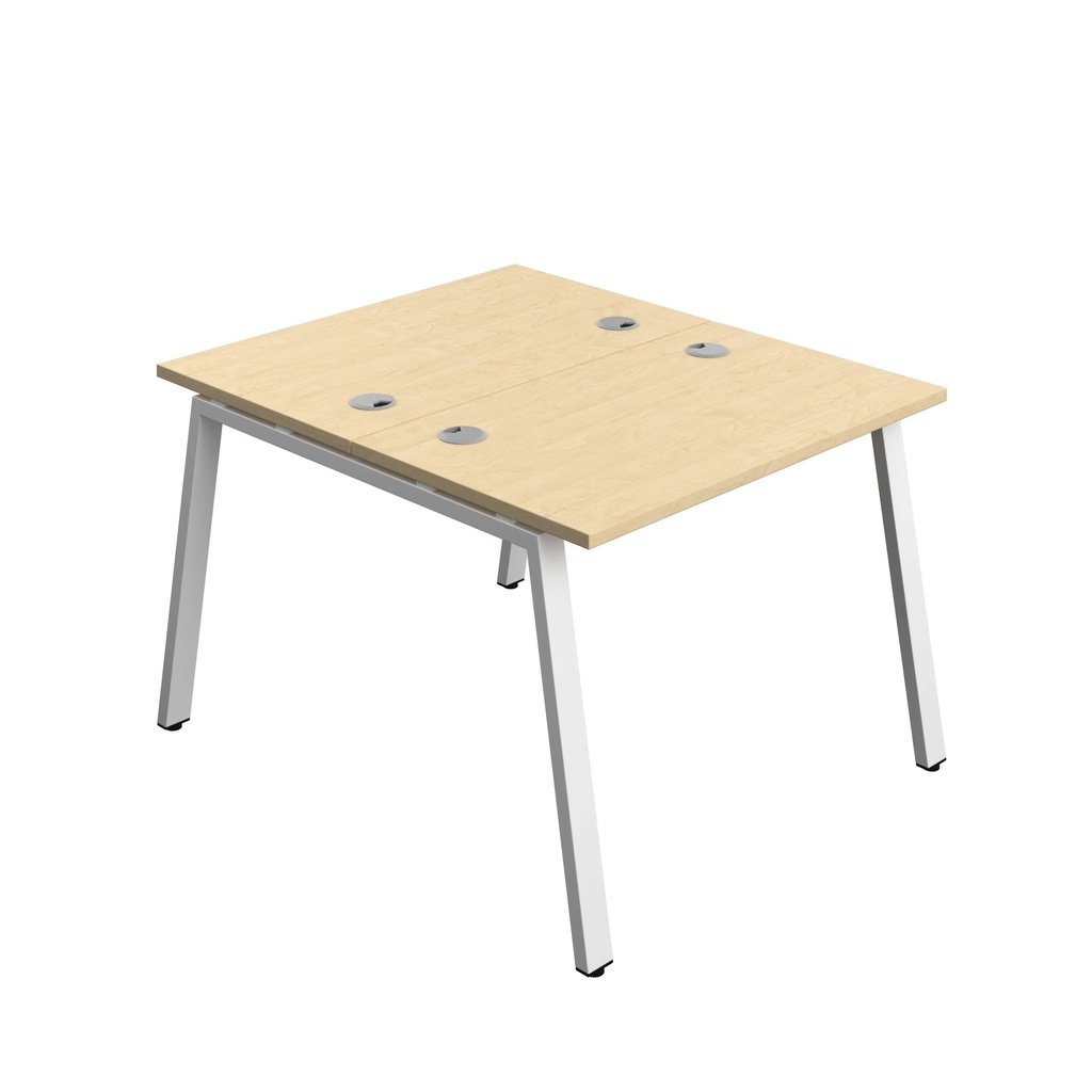 Synergy Bench With Cable Ports: 2 Person (Fsc) | A-Frame Leg | 1000 X 600 | Maple/White