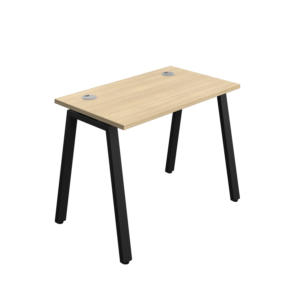 Synergy|1P Bench Desk|Cable Ports|A-Frame|1000X600|Nova Oak-Black