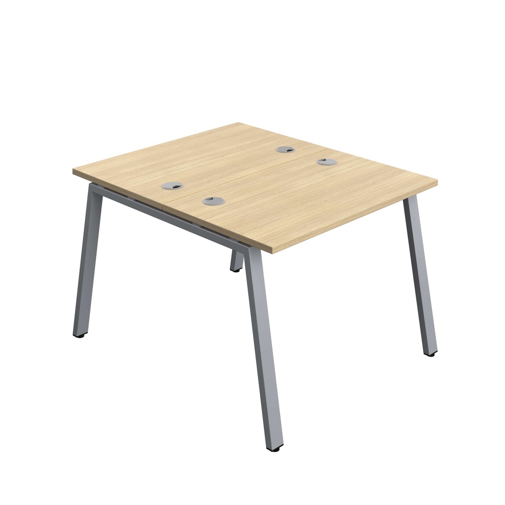 Synergy Bench With Cable Ports: 2 Person (Fsc) | A-Frame Leg | 1000 X 600 | Nova Oak/Silver