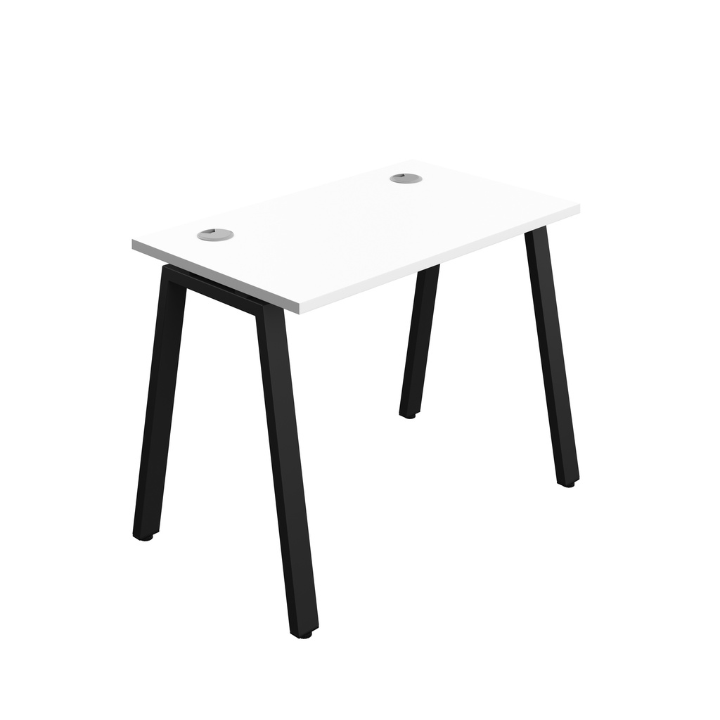 Synergy|1P Bench Desk|Cable Ports|A-Frame|1000X600|White-Black