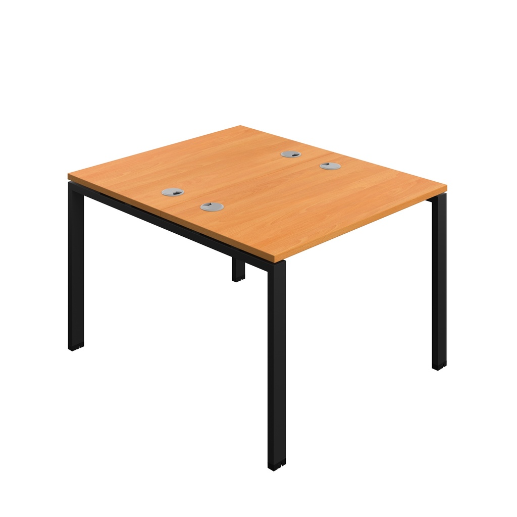 Synergy|2P Bench Desk|Cable Ports|Goal Post|1000X600|Beech-Black