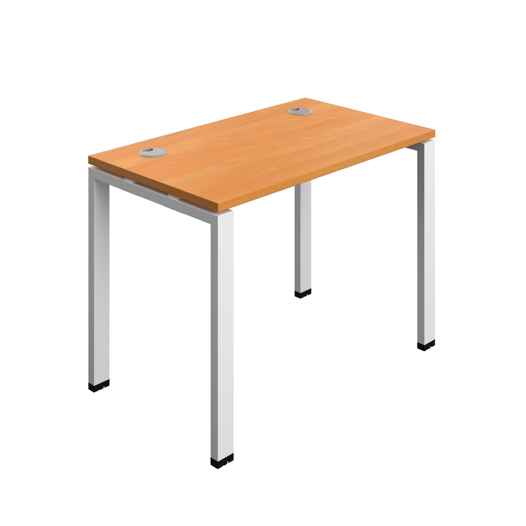 Synergy|1P Bench Desk|Cable Ports|Goal Post|1000X600|Beech-White