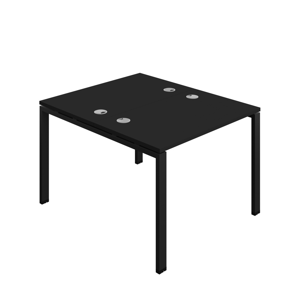 Synergy|2P Bench Desk|Cable Ports|Goal Post|1000X600|Black-Black
