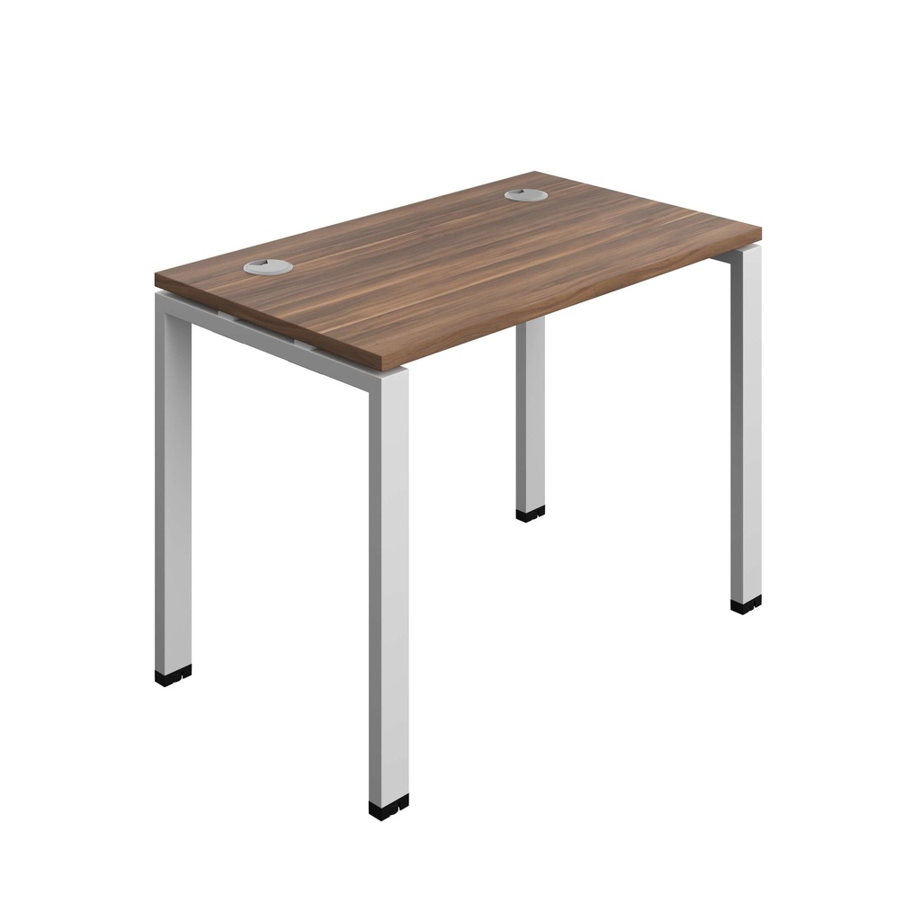 Synergy Bench With Cable Ports: 1 Person (Fsc) | Goal Post Leg | 1000 X 600 | Dark Walnut/Silver