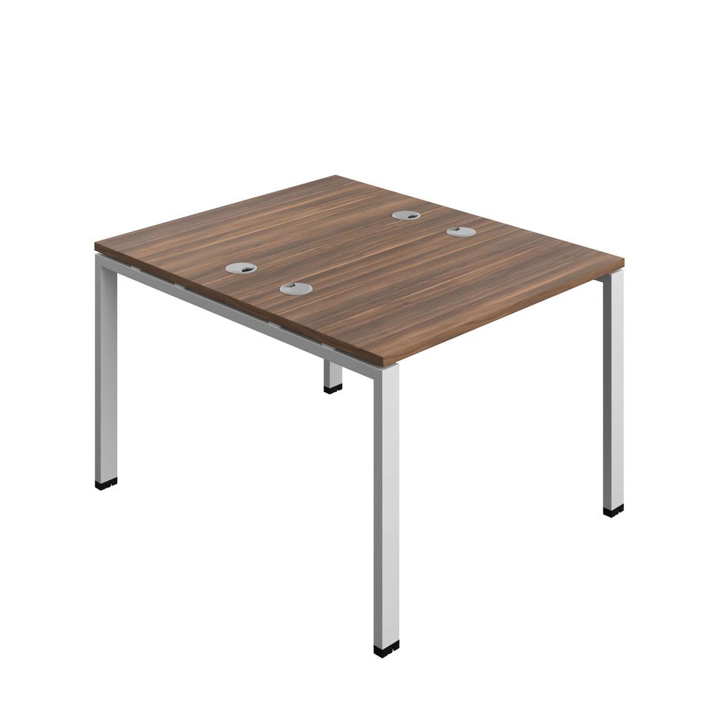 Synergy Bench With Cable Ports: 2 Person (Fsc) | Goal Post Leg | 1000 X 600 | Dark Walnut/Silver