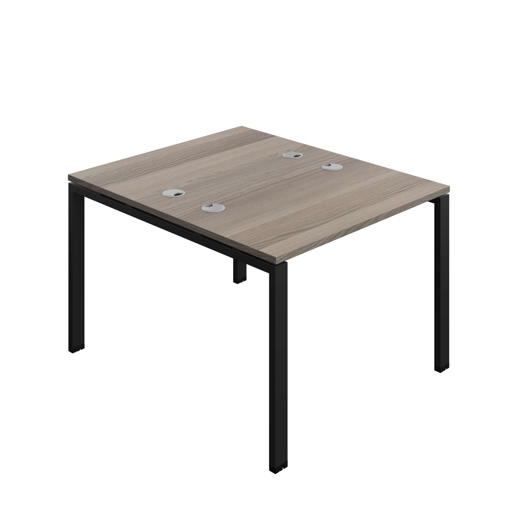 Synergy Bench With Cable Ports: 2 Person (Fsc) | Goal Post Leg | 1000 X 600 | Grey Oak/Black