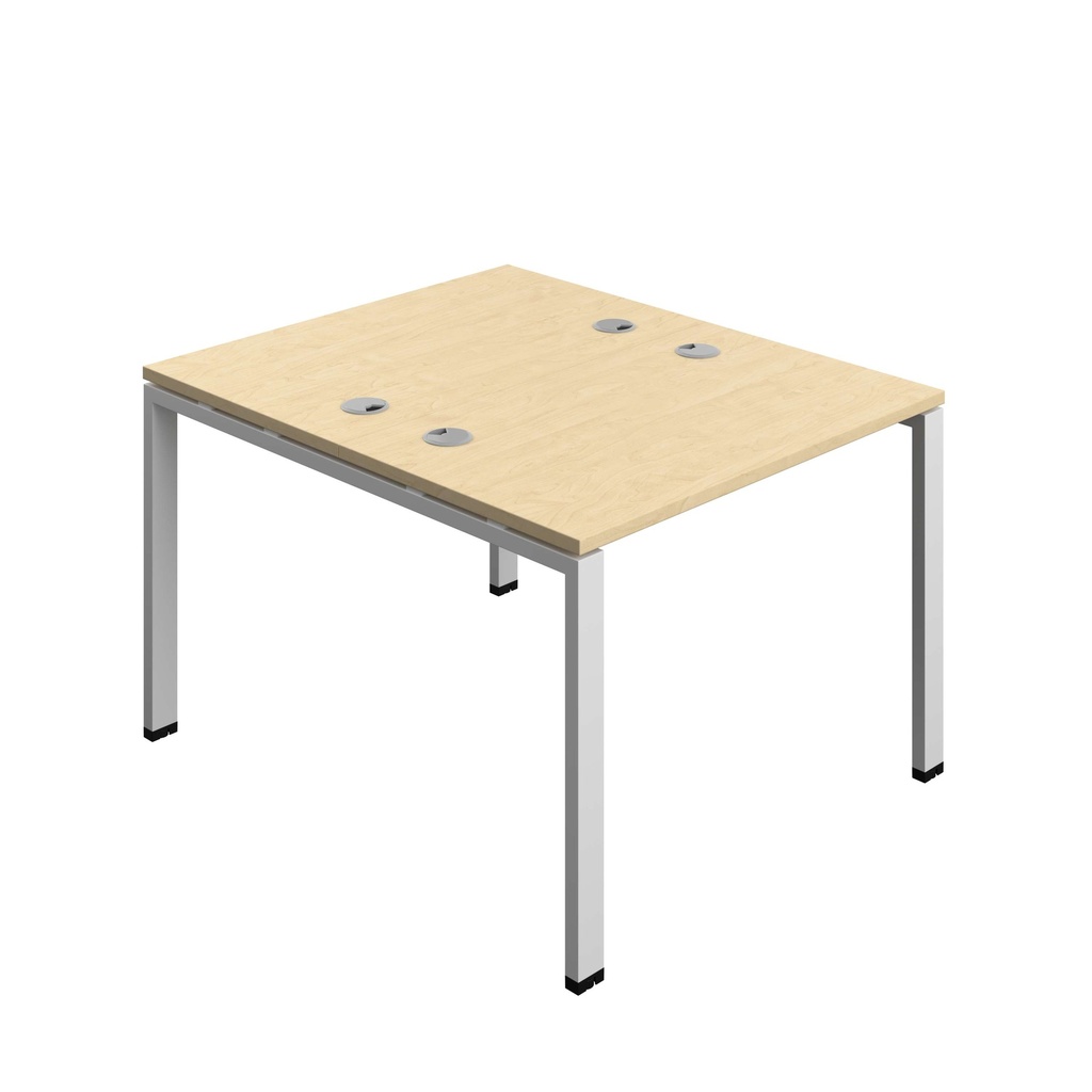 Synergy Bench With Cable Ports: 2 Person (Fsc) | Goal Post Leg | 1000 X 600 | Maple/Silver