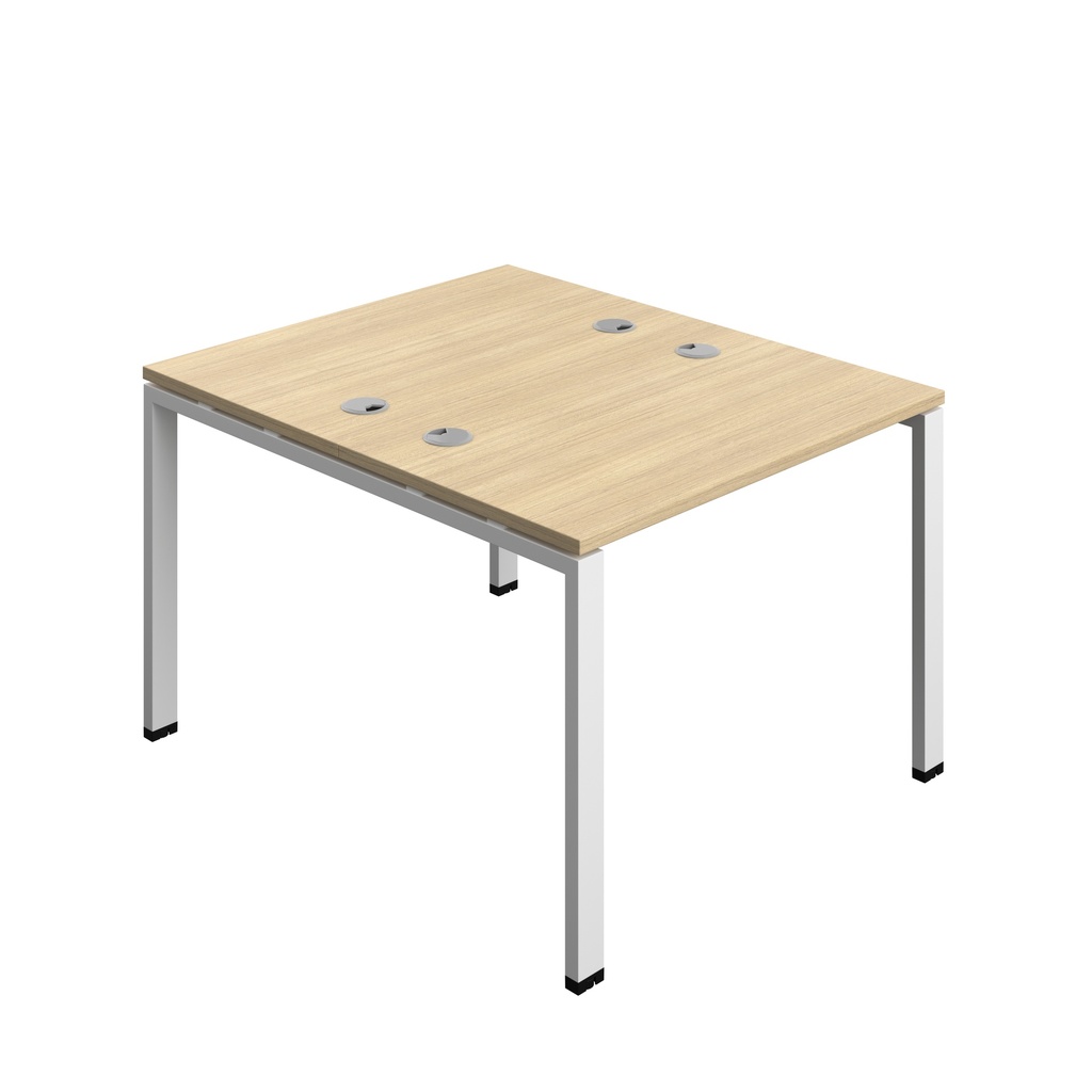 Synergy|2P Bench Desk|Cable Ports|Goal Post|1000X600|Nova Oak-White