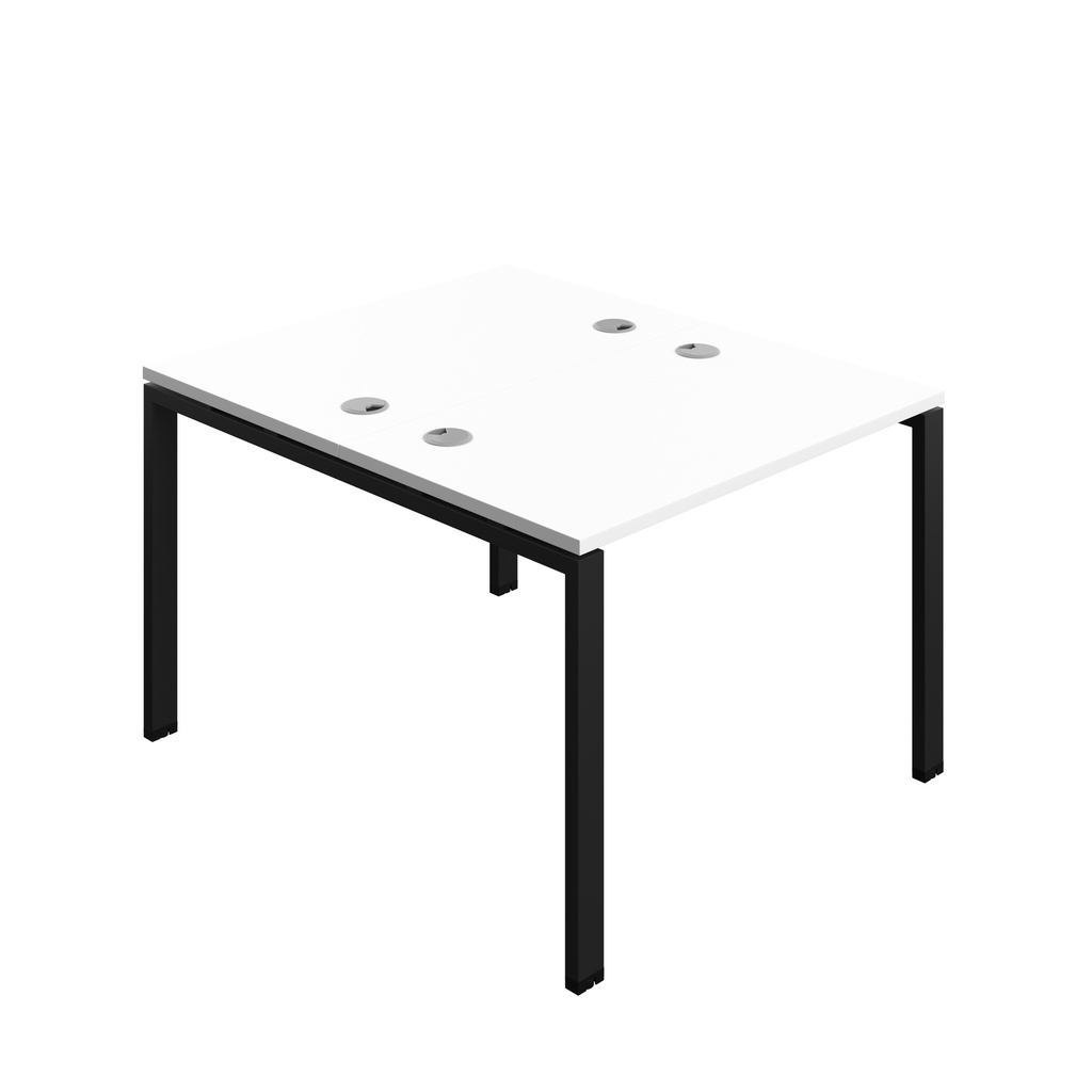 Synergy|2P Bench Desk|Cable Ports|Goal Post|1000X600|White-Black