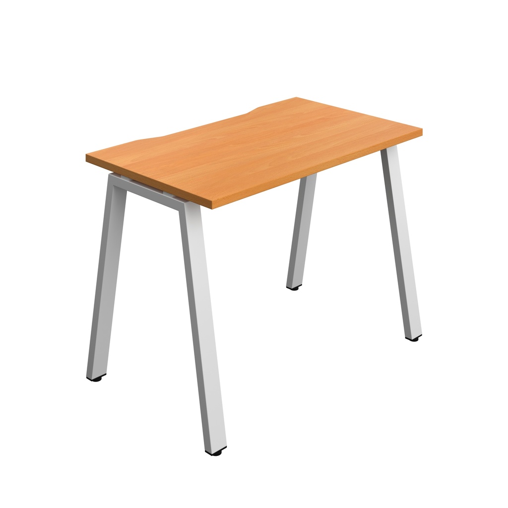 Synergy|1P Bench Desk|Cut Out|A-Frame|1000X700|Beech-Silver