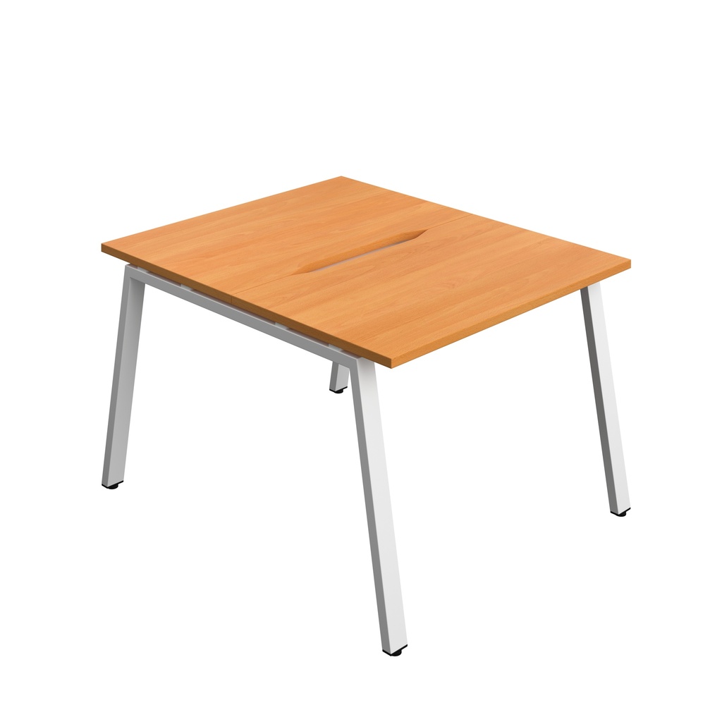 Synergy|2P Bench Desk|Cut Out|A-Frame|1000X700|Beech-White