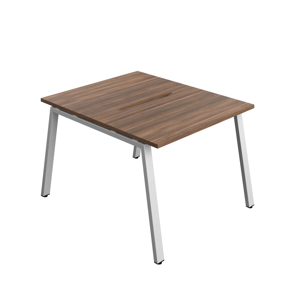 Synergy Bench With Cut Out: 2 Person (Fsc) | A-Frame Leg | 1000 X 700 | Dark Walnut/Silver
