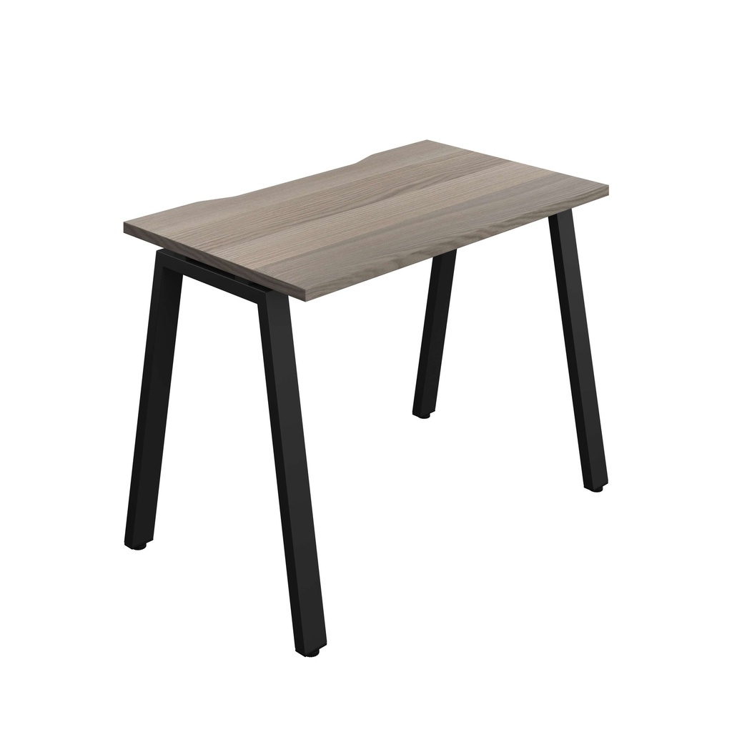 Synergy Bench With Cut Out: 1 Person (Fsc) | A-Frame Leg | 1000 X 700 | Grey Oak/Black