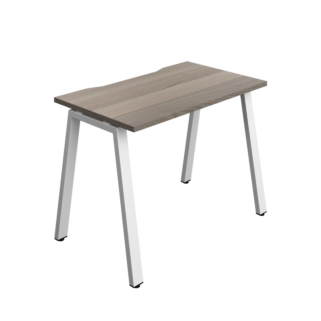 Synergy Bench With Cut Out: 1 Person (Fsc) | A-Frame Leg | 1000 X 700 | Grey Oak/White