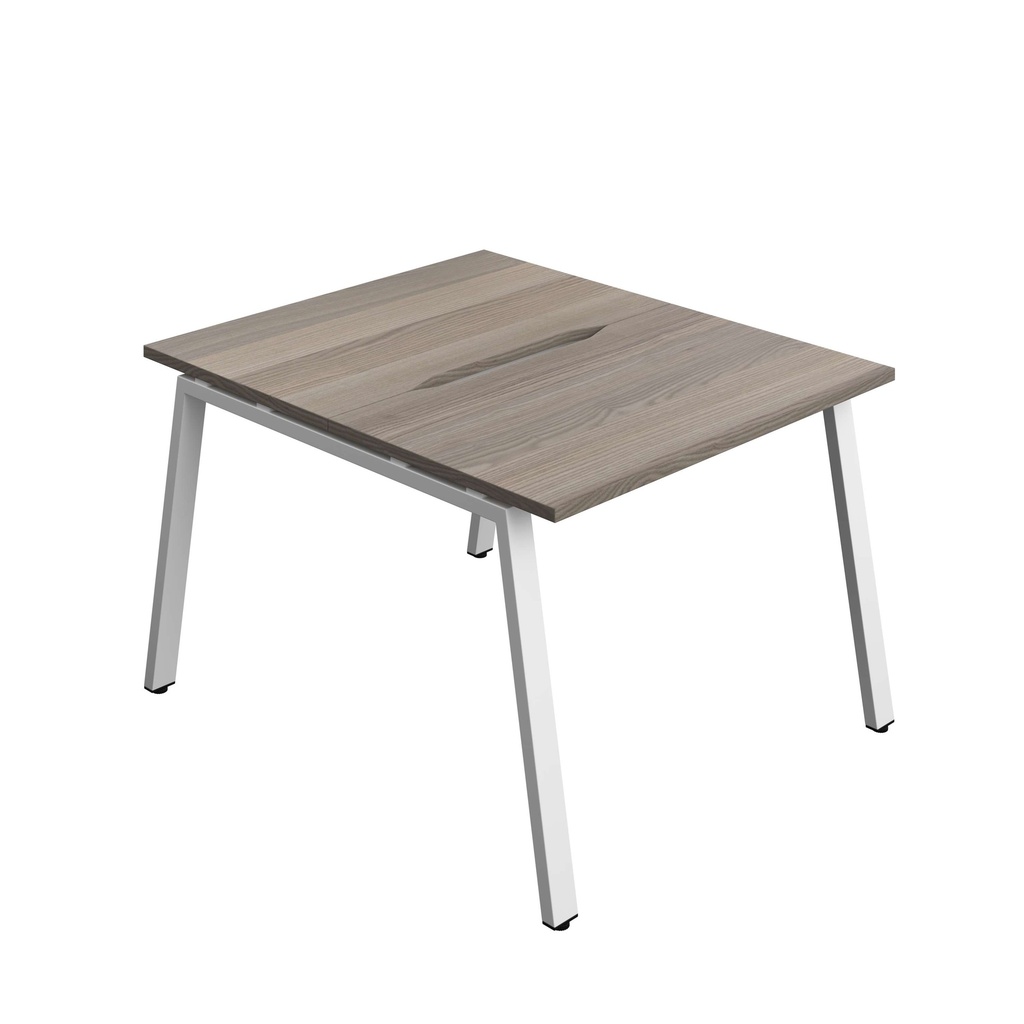 Synergy Bench With Cut Out: 2 Person (Fsc) | A-Frame Leg | 1000 X 700 | Grey Oak/White