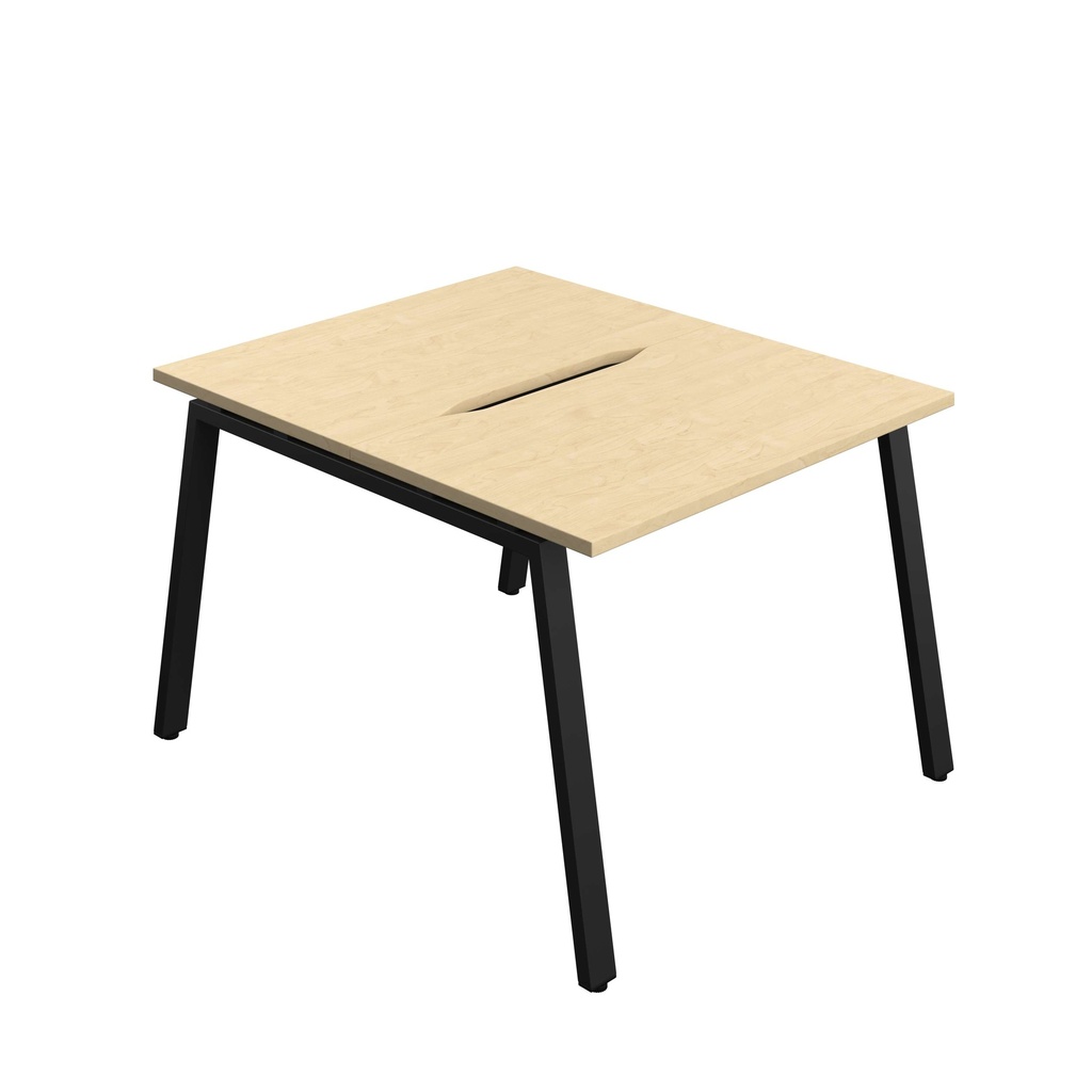 Synergy Bench With Cut Out: 2 Person (Fsc) | A-Frame Leg | 1000 X 700 | Maple/Black