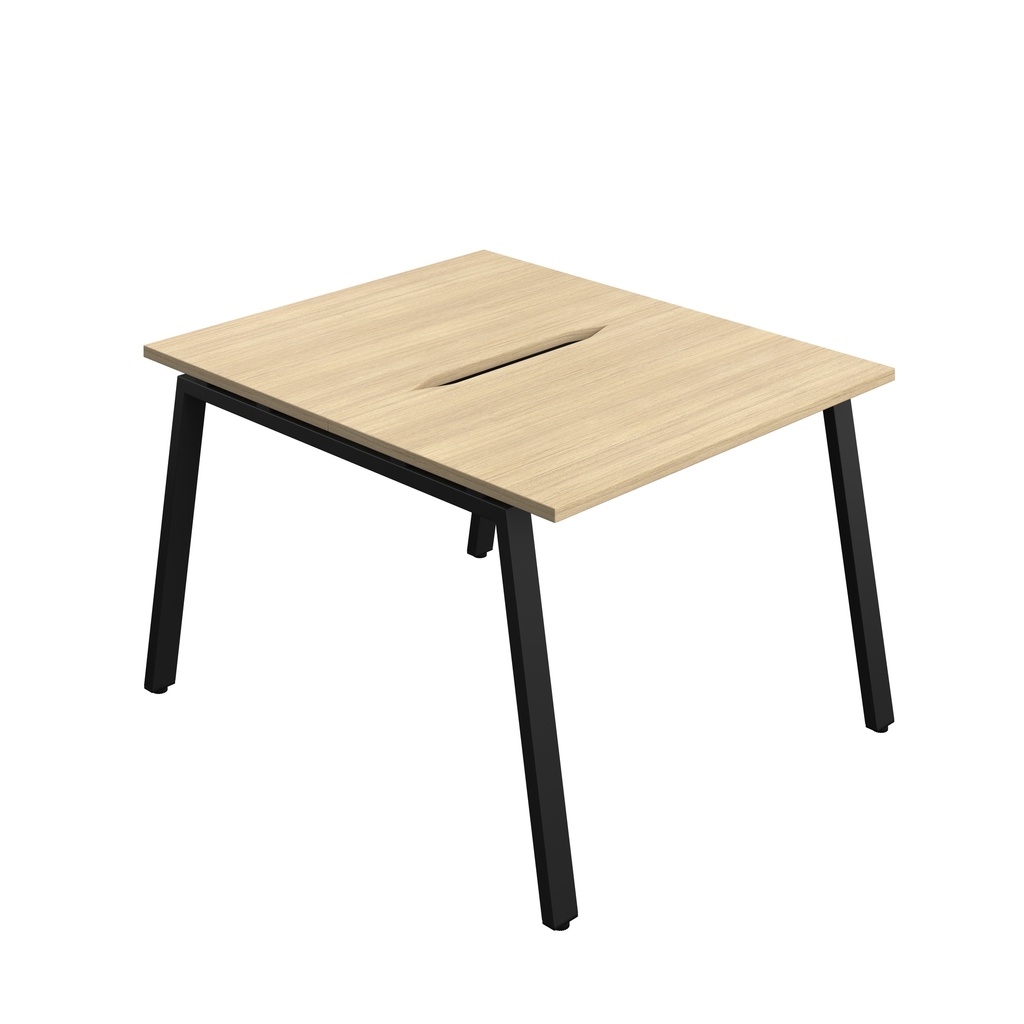Synergy Bench With Cut Out: 2 Person (Fsc) | A-Frame Leg | 1000 X 700 | Nova Oak/Black