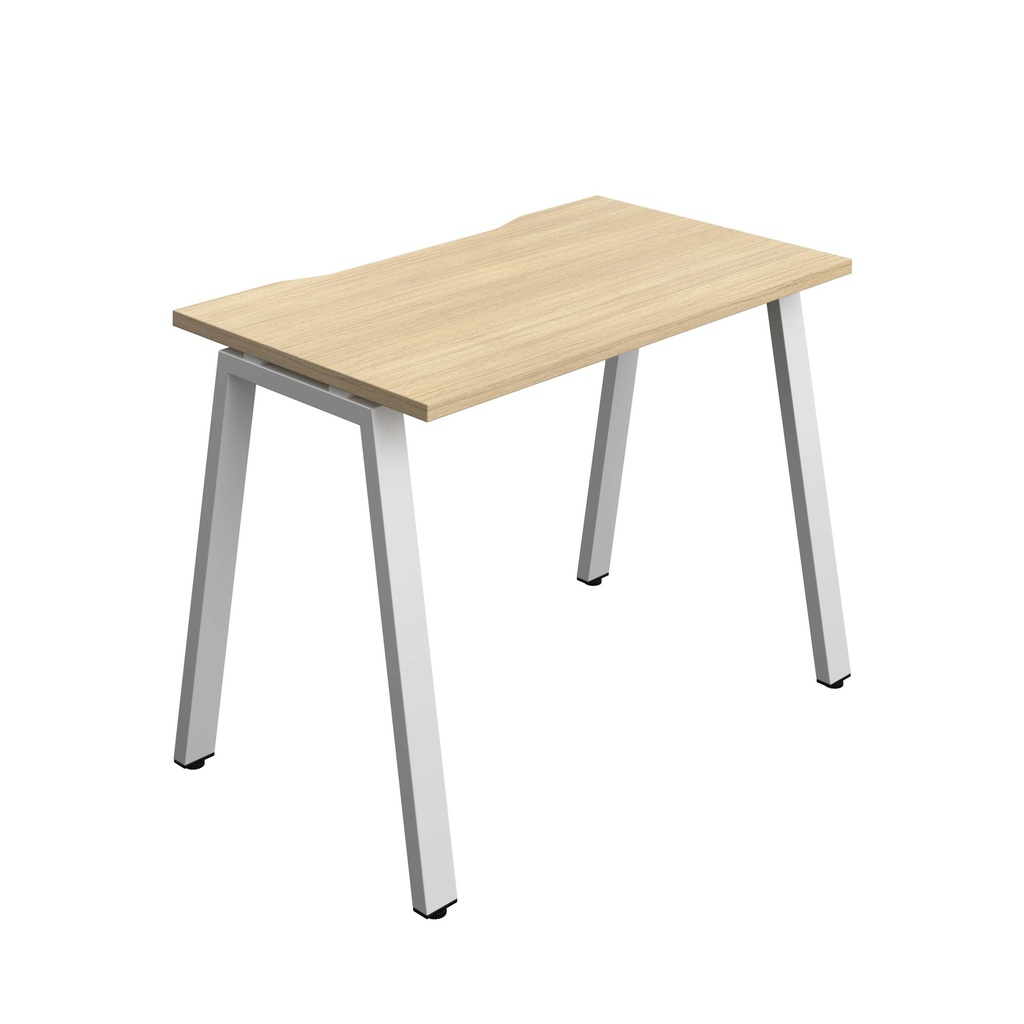 Synergy Bench With Cut Out: 1 Person (Fsc) | A-Frame Leg | 1000 X 700 | Nova Oak/Silver
