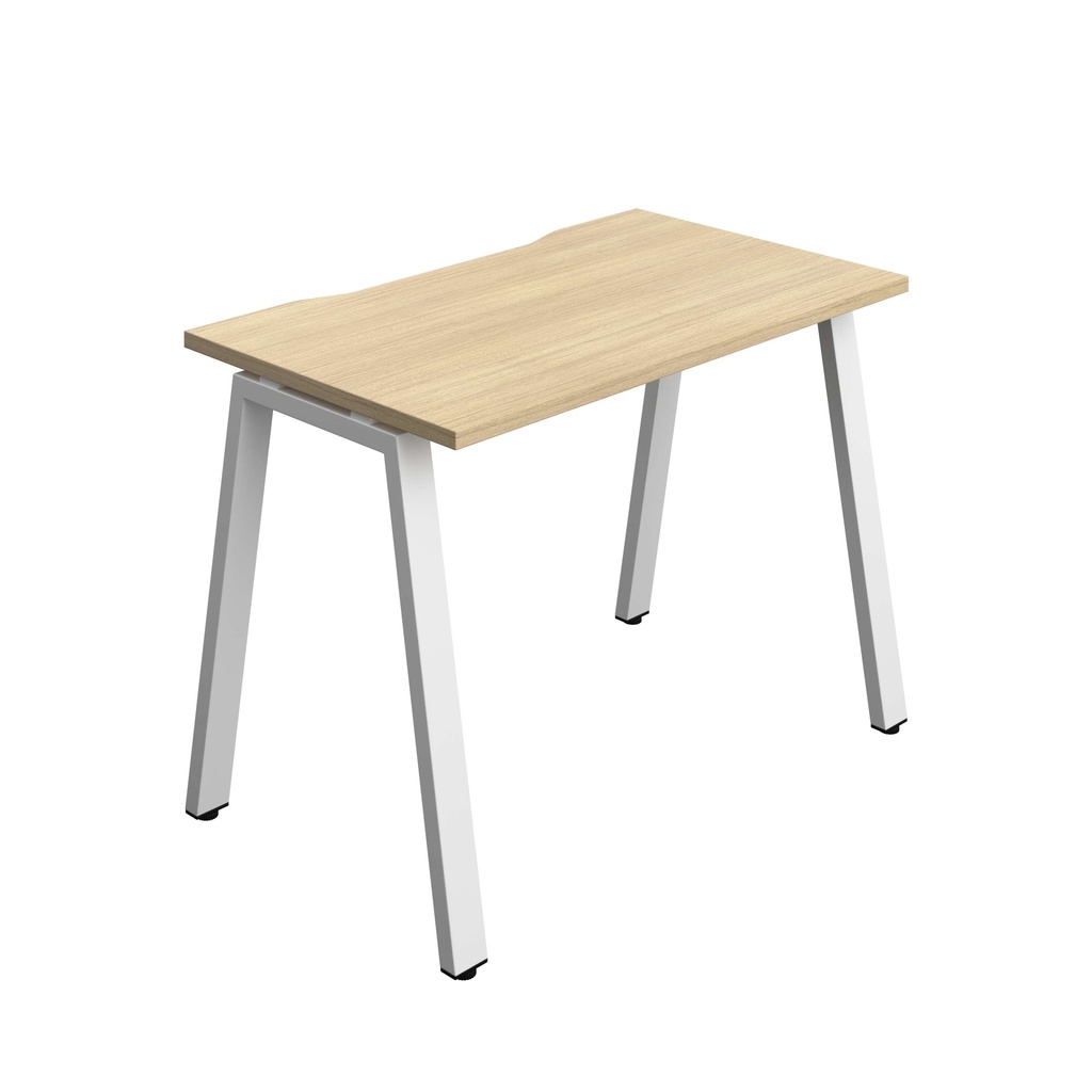 Synergy Bench With Cut Out: 1 Person (Fsc) | A-Frame Leg | 1000 X 700 | Nova Oak/White