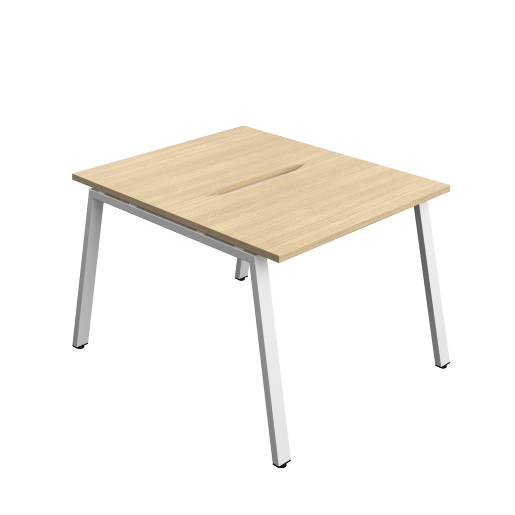 Synergy Bench With Cut Out: 2 Person (Fsc) | A-Frame Leg | 1000 X 700 | Nova Oak/White