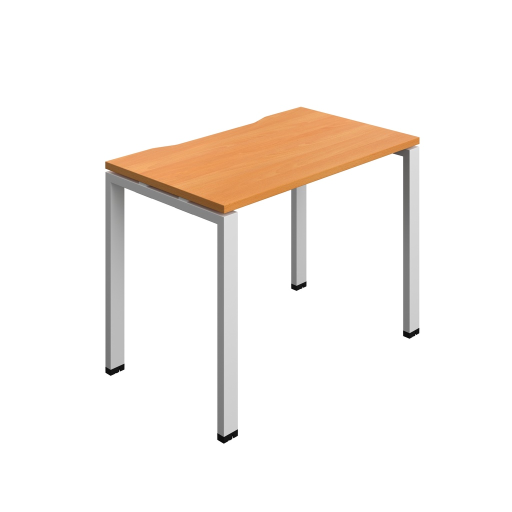 Synergy Bench With Cut Out: 1 Person (Fsc) | Goal Post Leg | 1000 X 700 | Beech/Silver