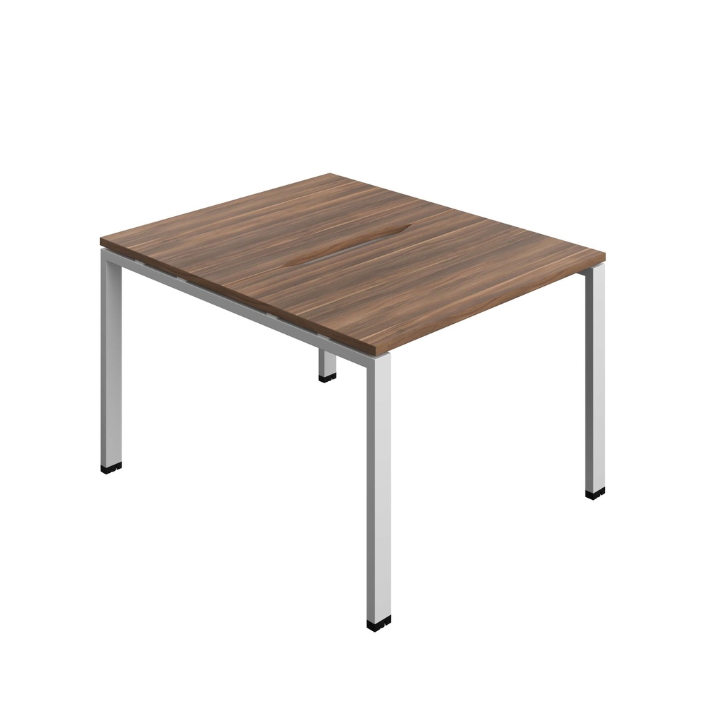Synergy Bench With Cut Out: 2 Person (Fsc) | Goal Post Leg | 1000 X 700 | Dark Walnut/Silver