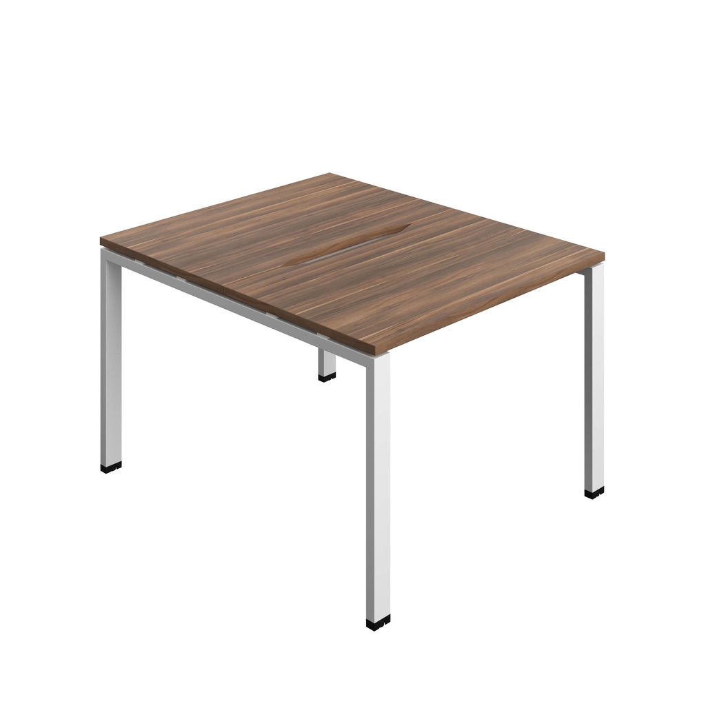Synergy Bench With Cut Out: 2 Person (Fsc) | Goal Post Leg | 1000 X 700 | Dark Walnut/White