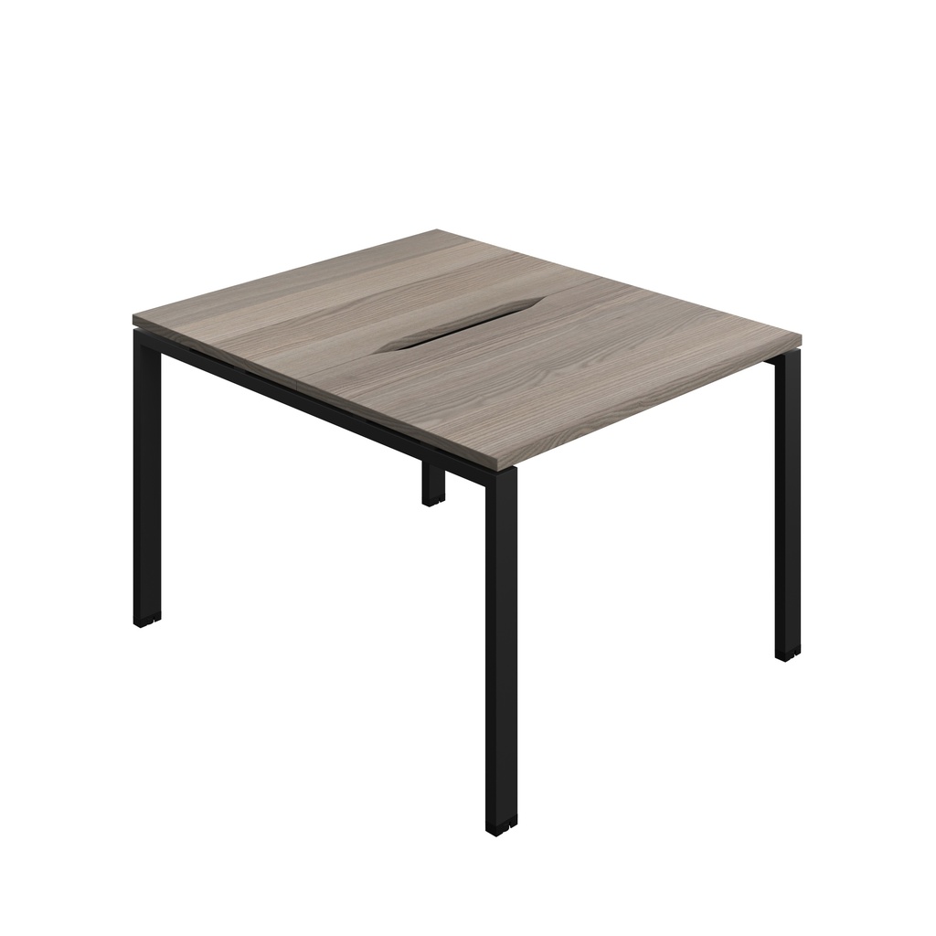 Synergy|2P Bench Desk|Cut Out|Goal Post|1000X700|Grey Oak-Black