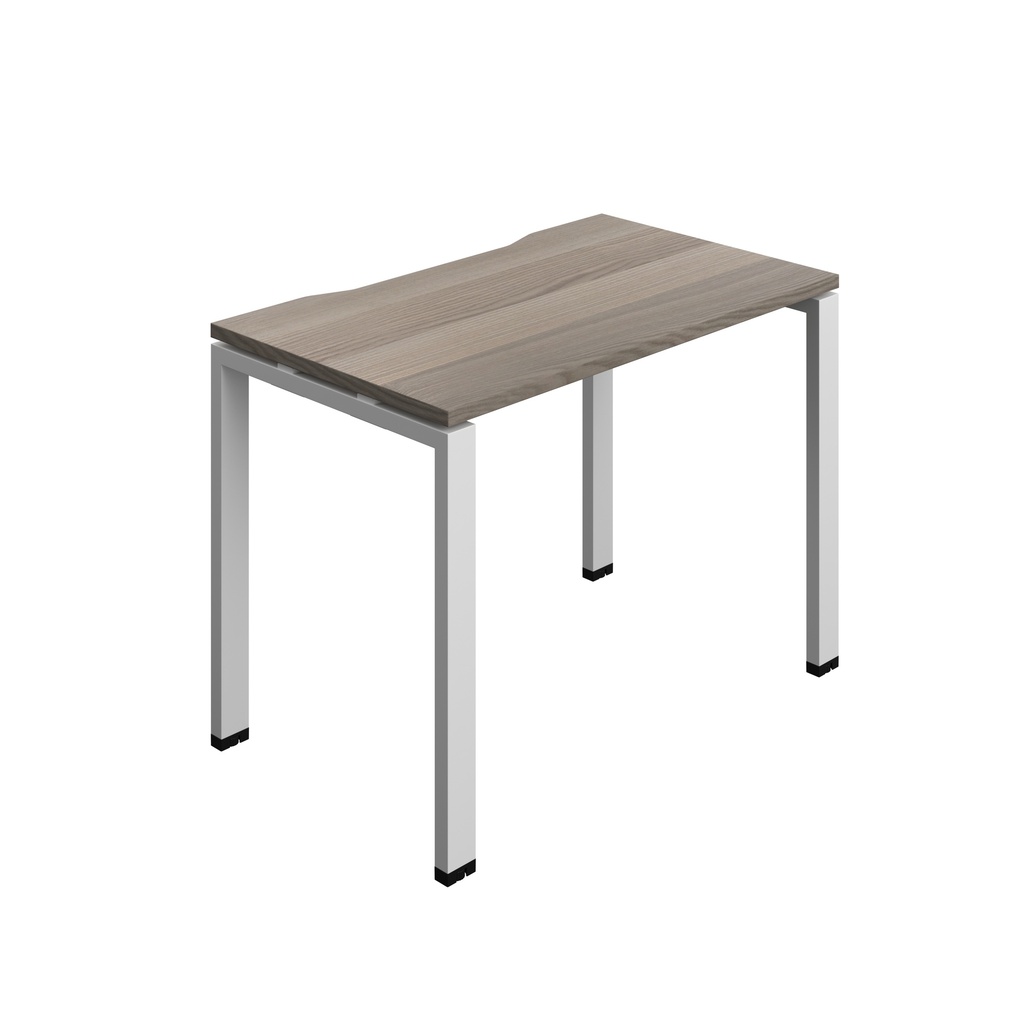 Synergy|1P Bench Desk|Cut Out|Goal Post|1000X700|Grey Oak-Silver