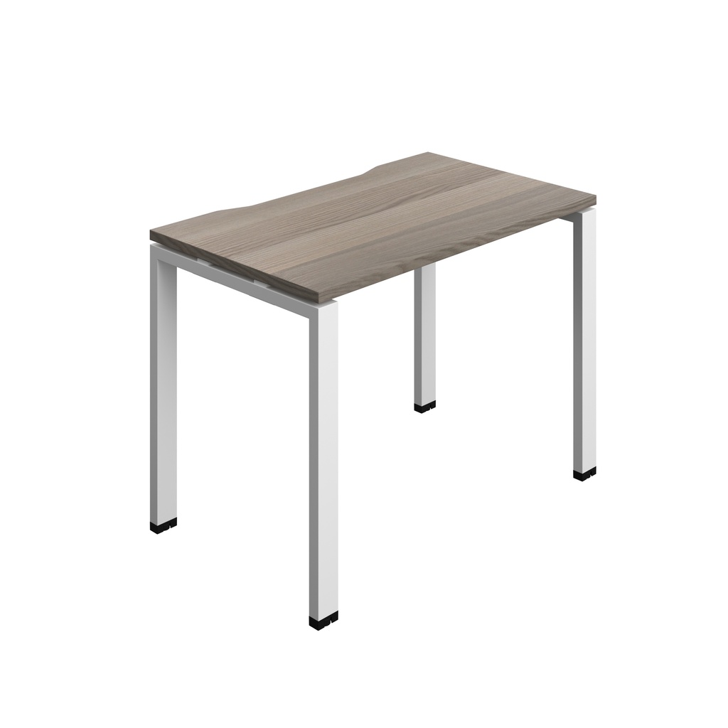 Synergy|1P Bench Desk|Cut Out|Goal Post|1000X700|Grey Oak-White