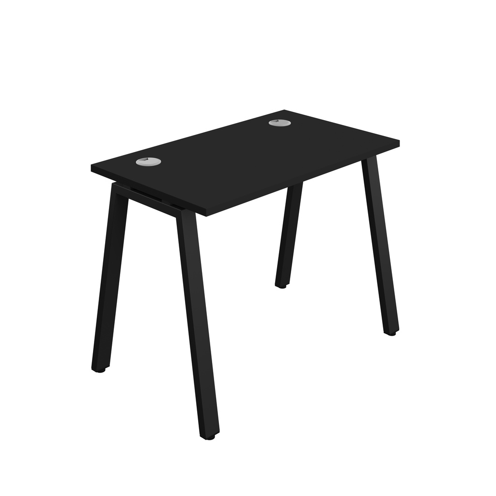 Synergy|1P Bench Desk|Cable Ports|A-Frame|1000X700|Black-Black