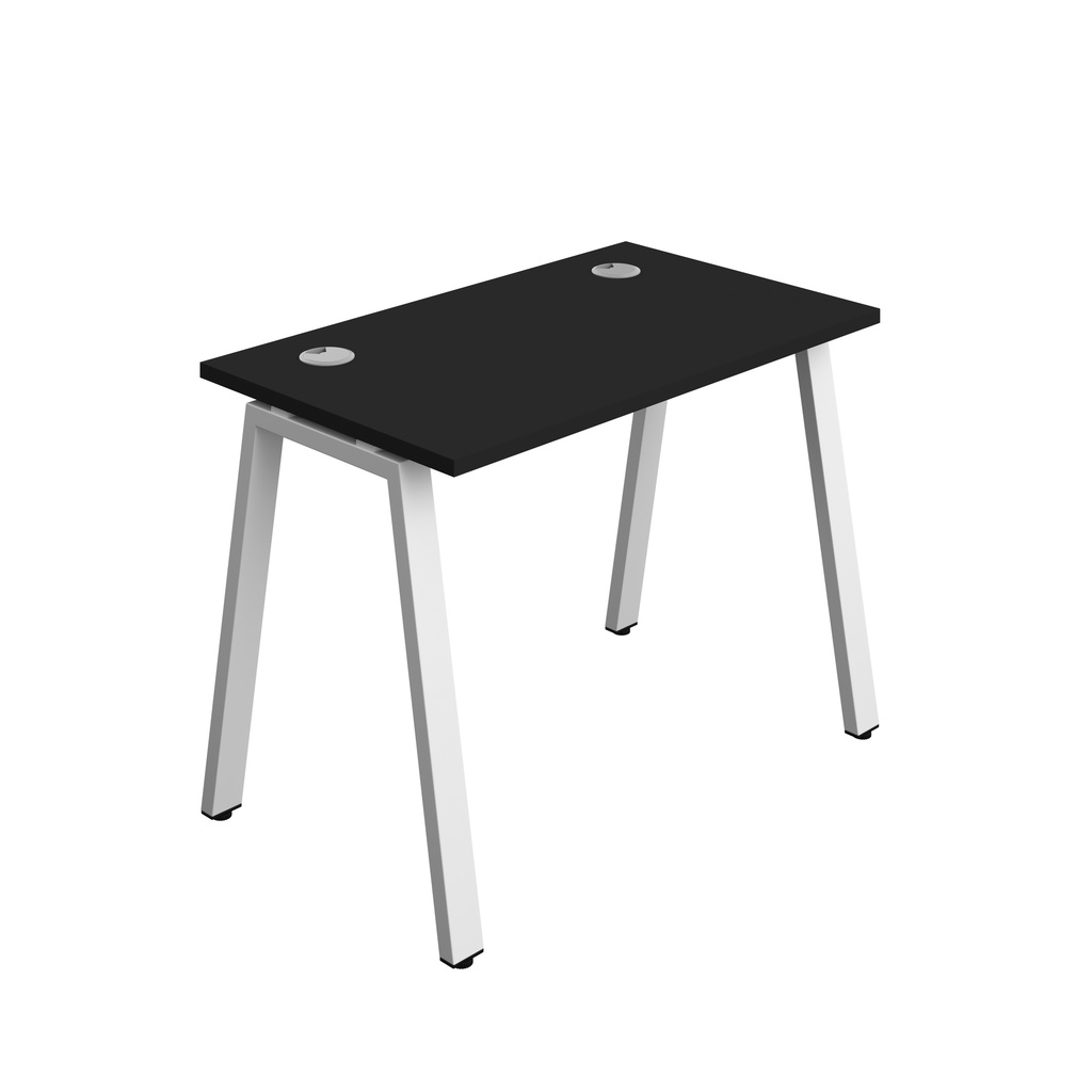 Synergy|1P Bench Desk|Cable Ports|A-Frame|1000X700|Black-White