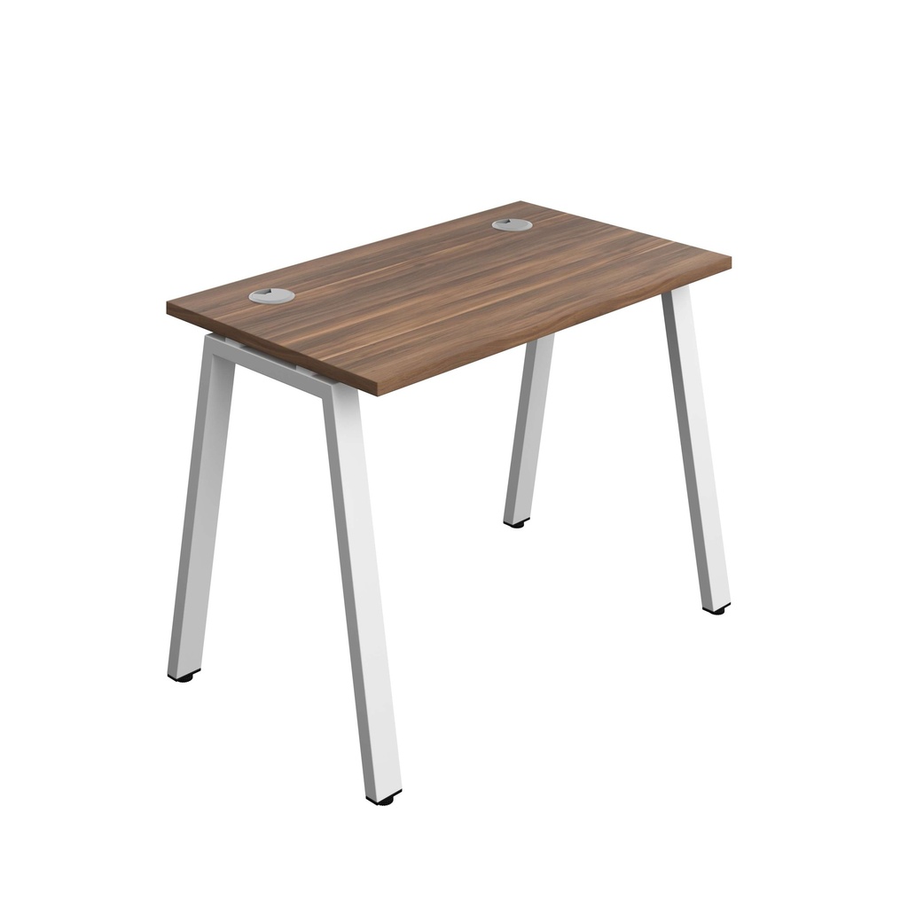 Synergy Bench With Cable Ports: 1 Person (Fsc) | A-Frame Leg | 1000 X 700 | Dark Walnut/White