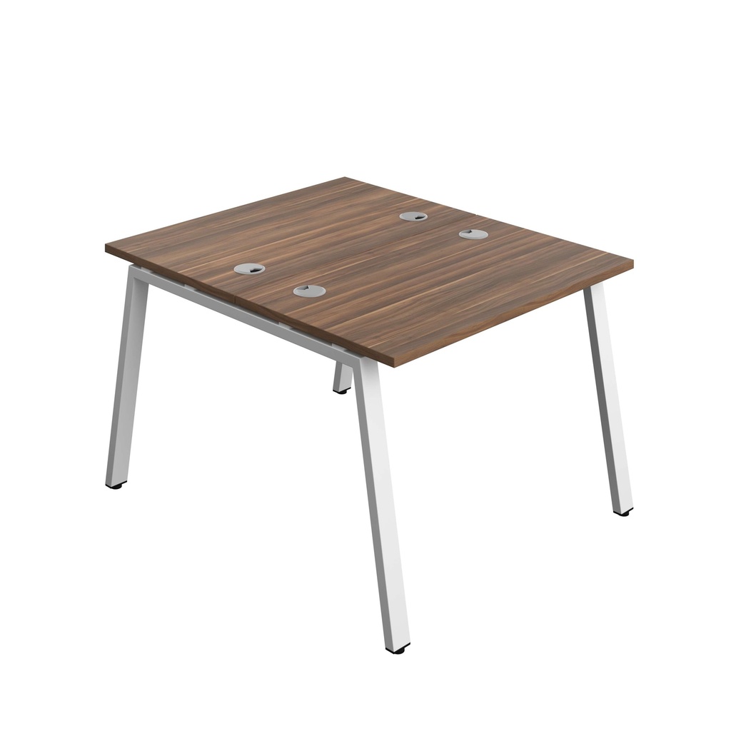 Synergy Bench With Cable Ports: 2 Person (Fsc) | A-Frame Leg | 1000 X 700 | Dark Walnut/White