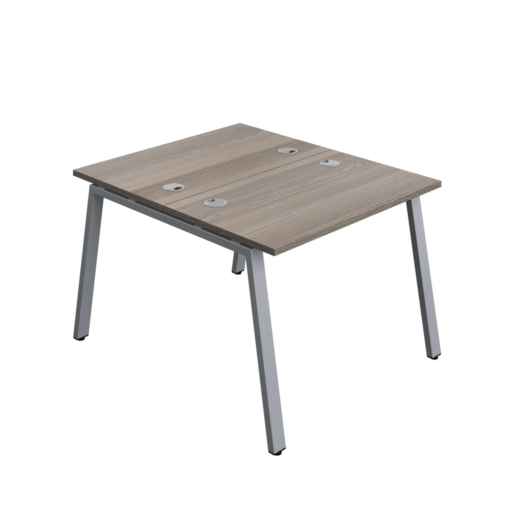 Synergy Bench With Cable Ports: 2 Person (Fsc) | A-Frame Leg | 1000 X 700 | Grey Oak/Silver