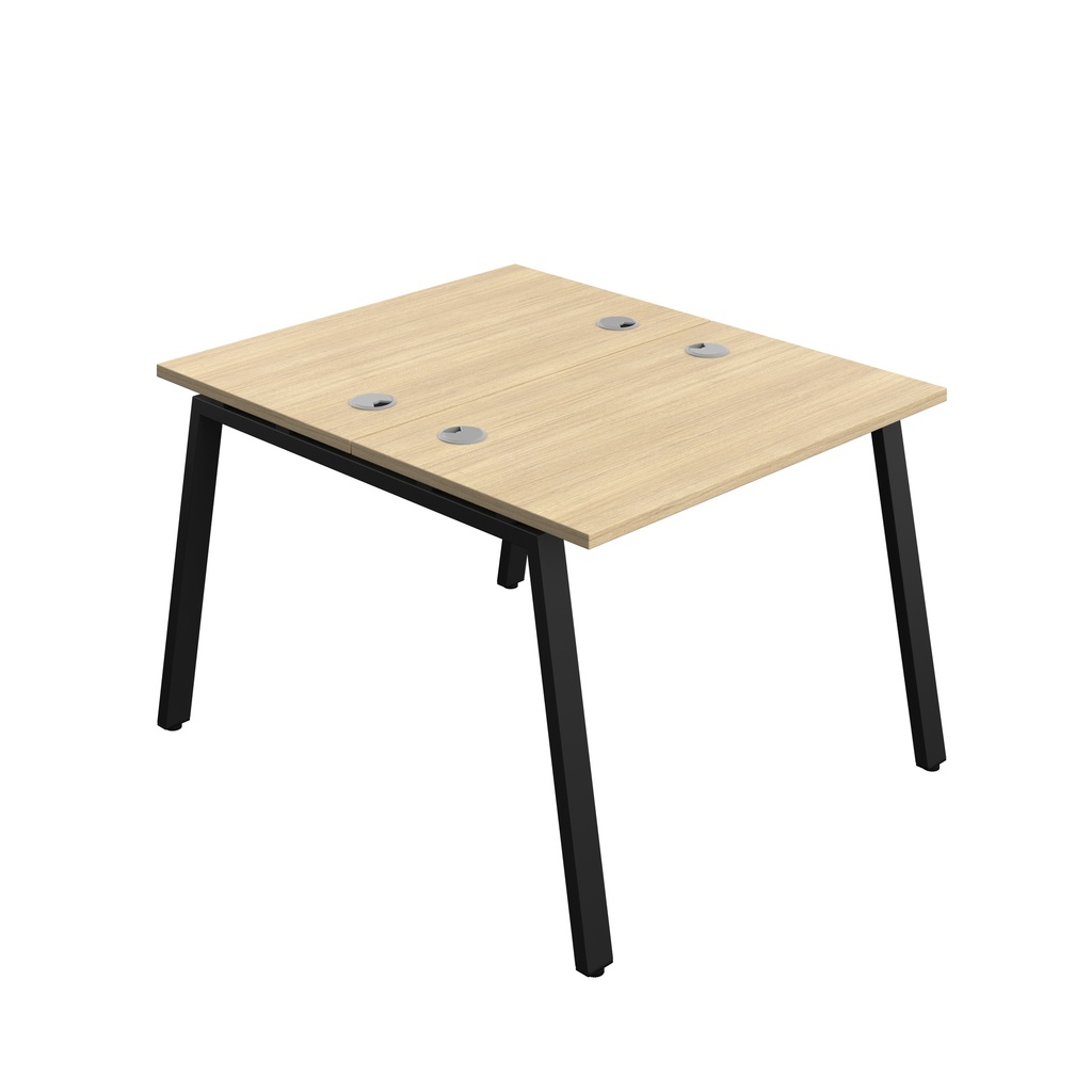 Synergy|2P Bench Desk|Cable Ports|A-Frame|1000X700|Nova Oak-Black