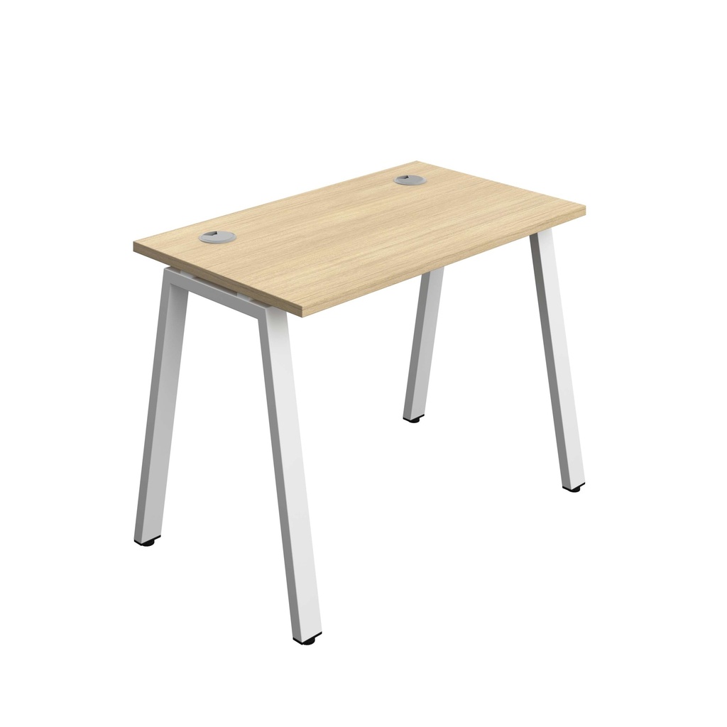 Synergy Bench With Cable Ports: 1 Person (Fsc) | A-Frame Leg | 1000 X 700 | Nova Oak/White