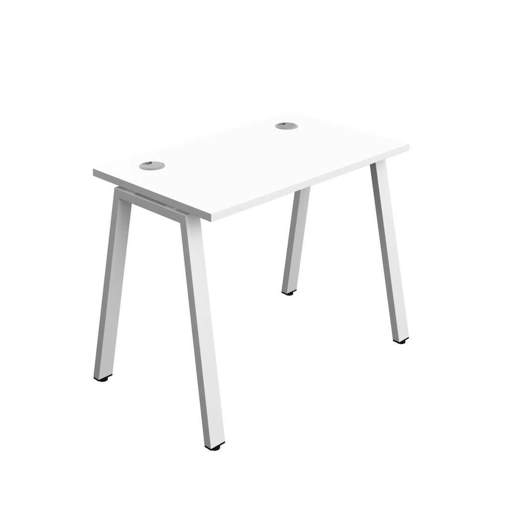 Synergy|1P Bench Desk|Cable Ports|A-Frame|1000X700|White-White