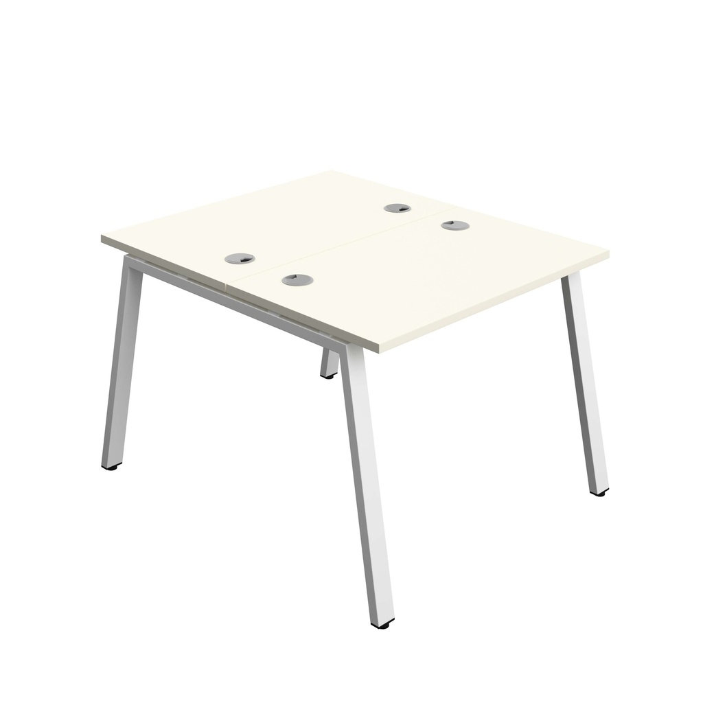 Synergy Bench With Cable Ports: 2 Person (Fsc) | A-Frame Leg | 1000 X 700 | White/White