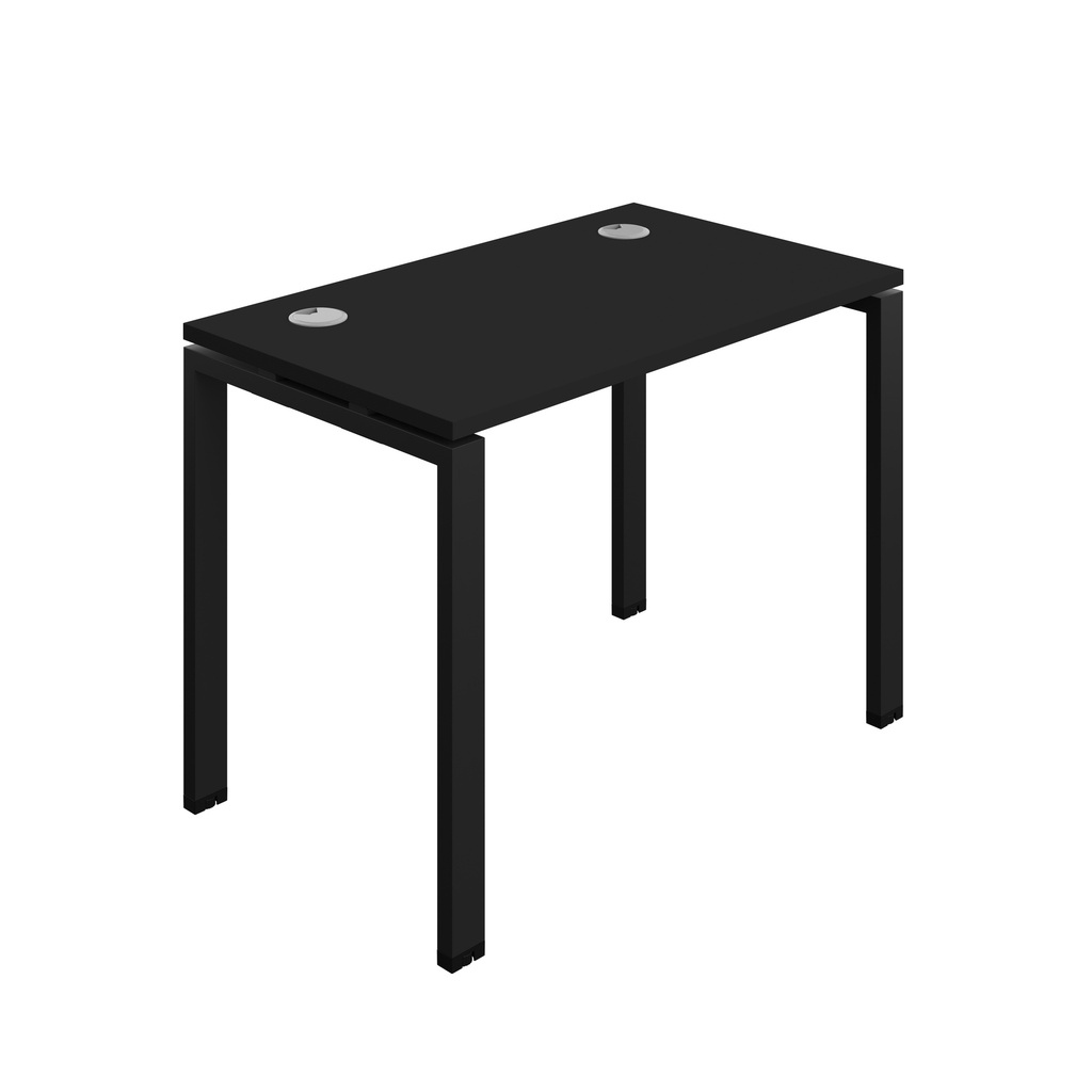 Synergy|1P Bench Desk|Cable Ports|Goal Post|1000X700|Black-Black